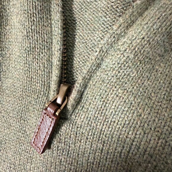 Polo Ralph Lauren Quarter Zip Sweater Green Heather Size XL 100% Cotton - Picture 8 of 9